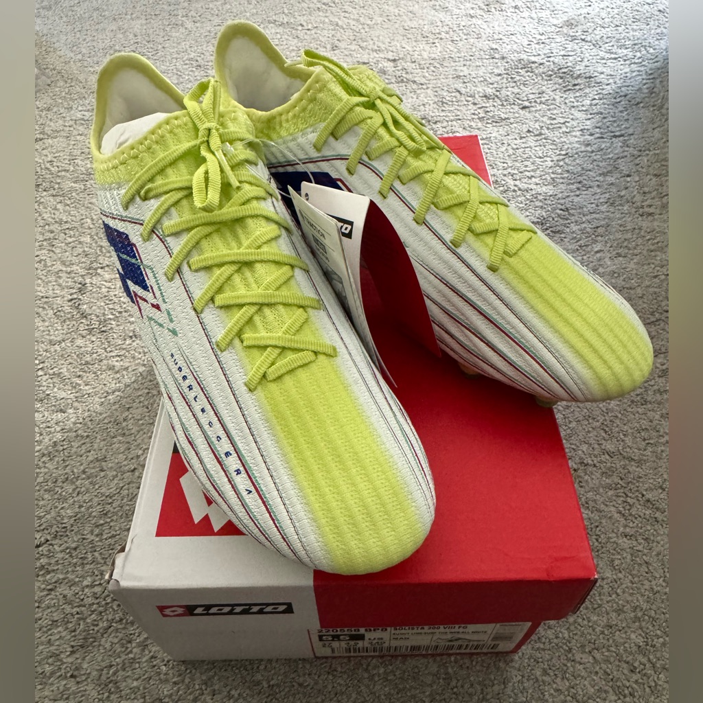 Lotto Solista 200 Viii Fg Soccer Cleats Sunny Lime/White Men’s 5.5 Nwt